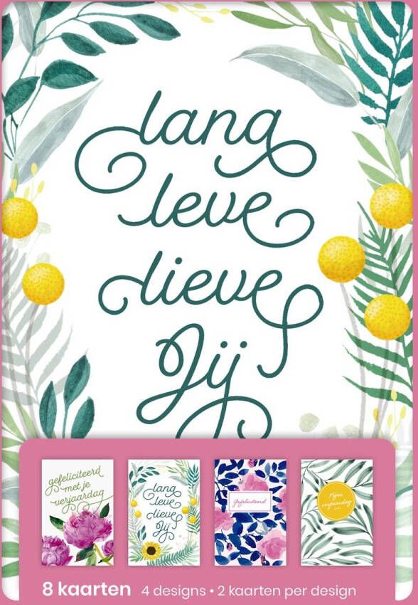 Hallmark wenskaarten lang leve lieve jij blister van 8 stuks
