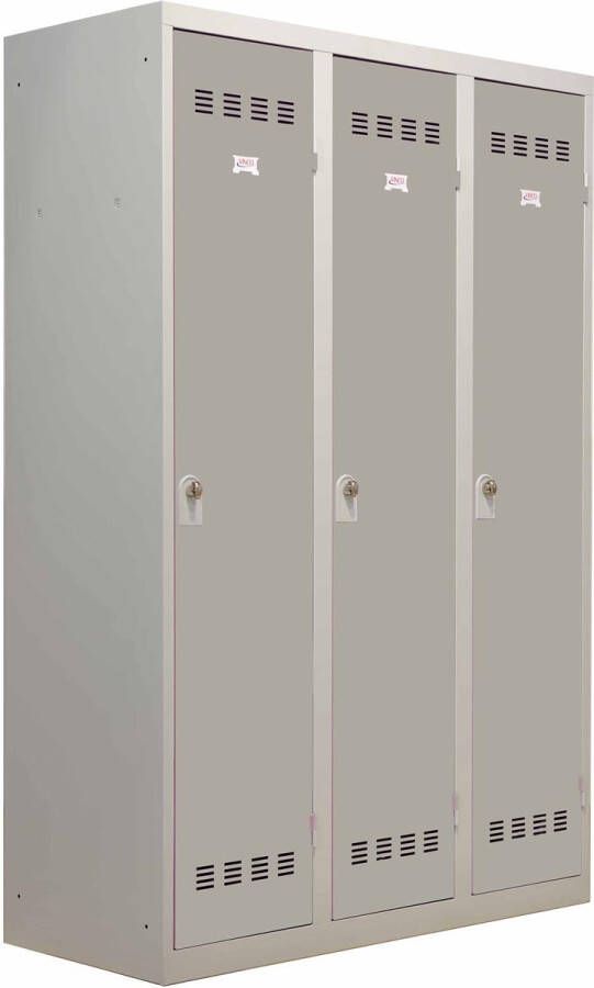 Henry Pierre Industriële garderobekast vuile industrie 3 deuren ft 180 x 120 cm grijs