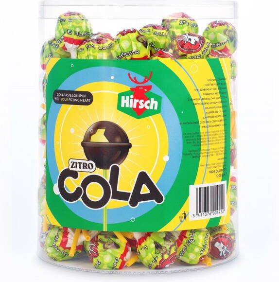 Hirsch Zitro Cola Lolly 100 stuks pot van 1 2 kg