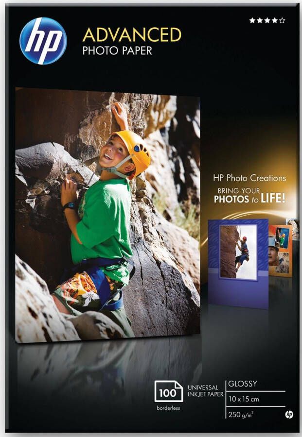 Hp Advanced fotopapier ft 10 x 15 cm 250 g pak van 100 vel glanzend