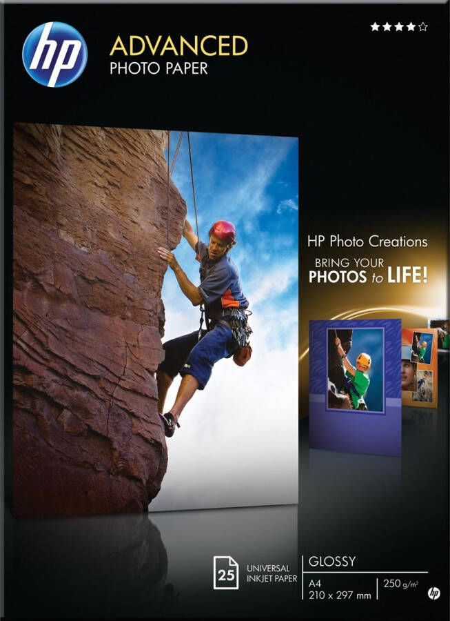 Hp Advanced fotopapier ft A4 250 g pak van 25 vel glanzend