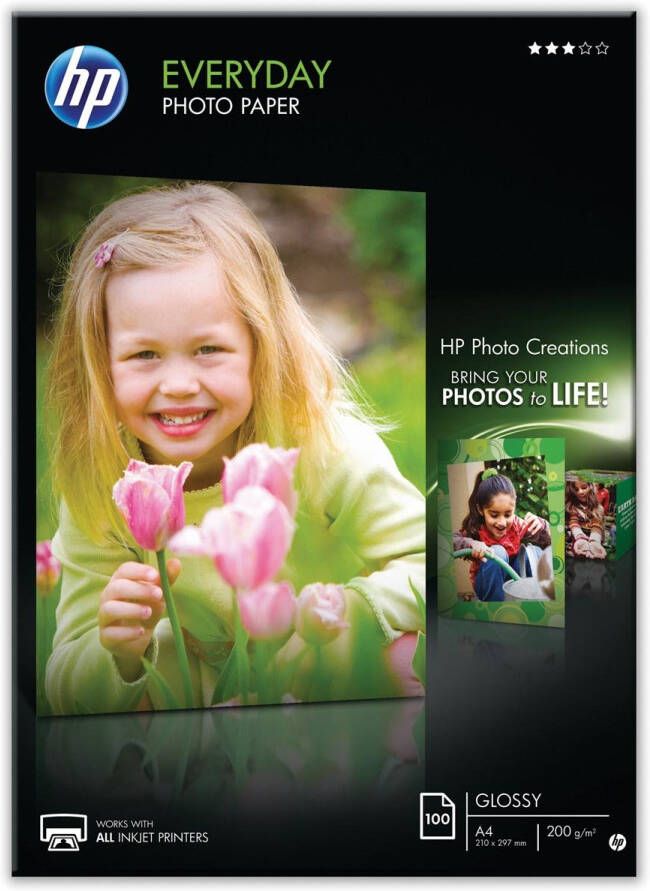 Hp Everyday fotopapier ft A4 200 g pak van 100 vel glanzend