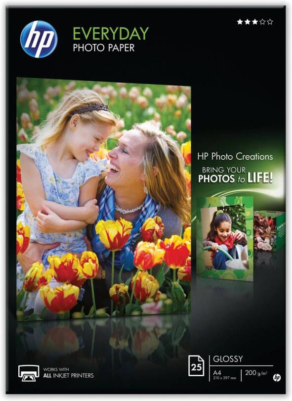 Hp Everyday fotopapier ft A4 200 g pak van 25 vel glanzend