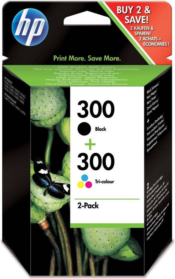 Hp inktcartridge 300 200 pagina&apos;s OEM CN637EE 1x zwart en 1 x 3 kleuren