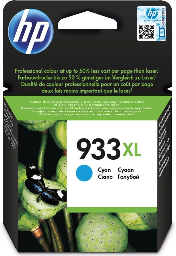 Hp inktcartridge 933XL 825 pagina&apos;s OEM CN054AE cyaan