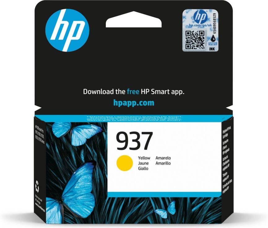 Hp inktcartridge 937 800 pagina&apos;s OEM 4S6W4NE geel