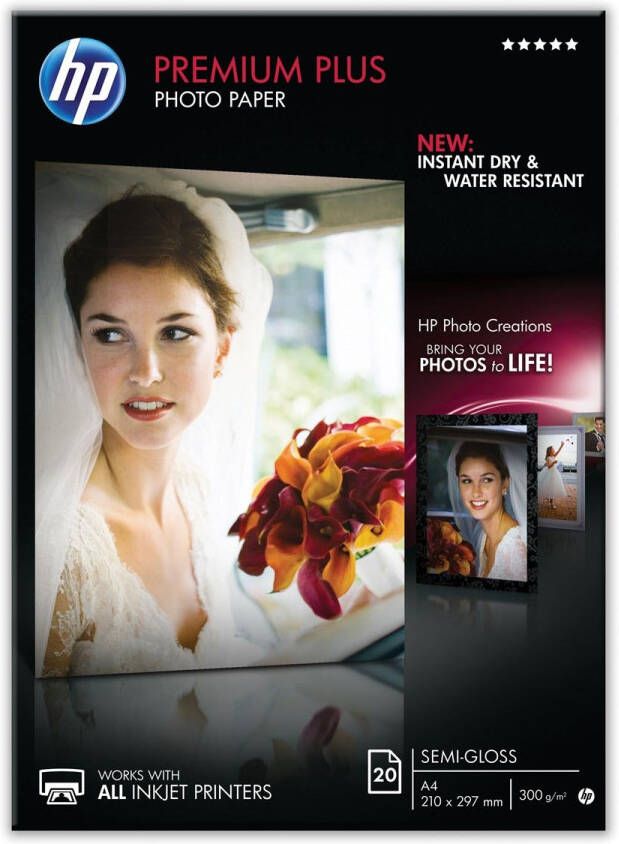Hp Premium Plus fotopapier ft A4 300 g pak van 20 vel semi-glanzend