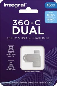 Integral 360-C Dual USB-C & USB 3.0 stick 16 GB