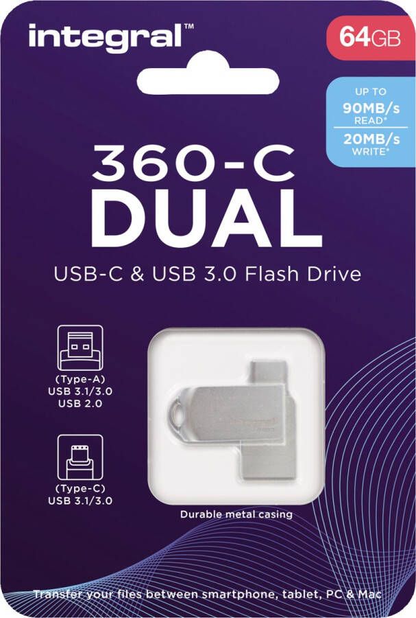 Integral 360-C Dual USB-C & USB 3.0 stick 64 GB