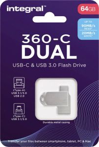 Integral 360-C Dual USB-C & USB 3.0 stick 64 GB