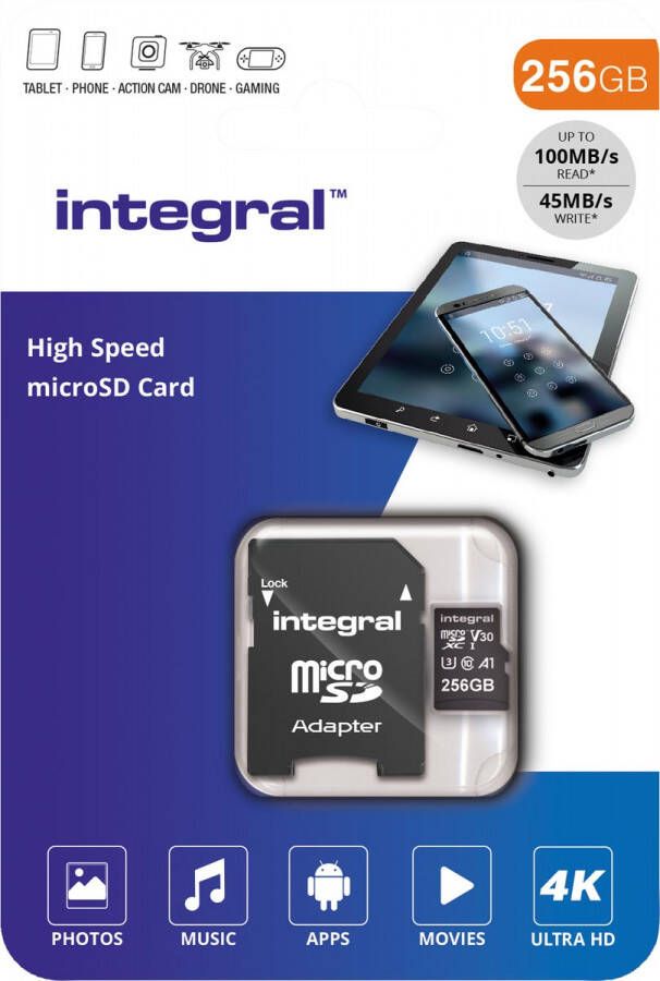 Integral geheugenkaart microSDXC V30 256 GB