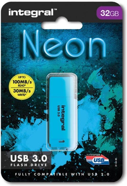Integral Neon USB 3.0 stick 32 GB blauw