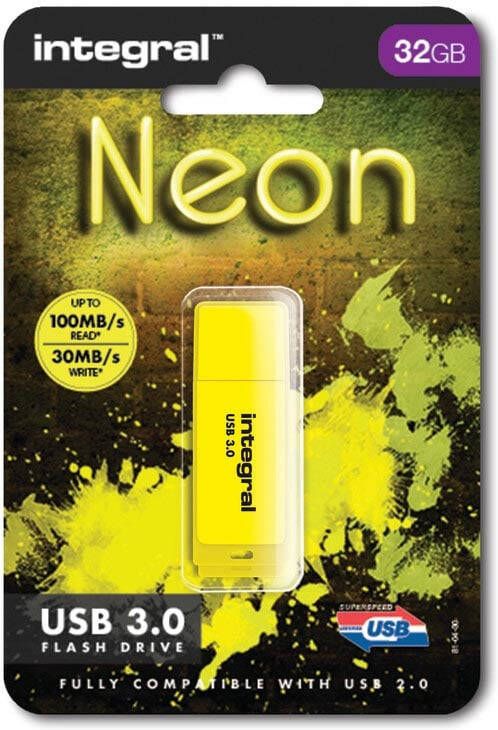 Integral Neon USB 3.0 stick 32 GB geel