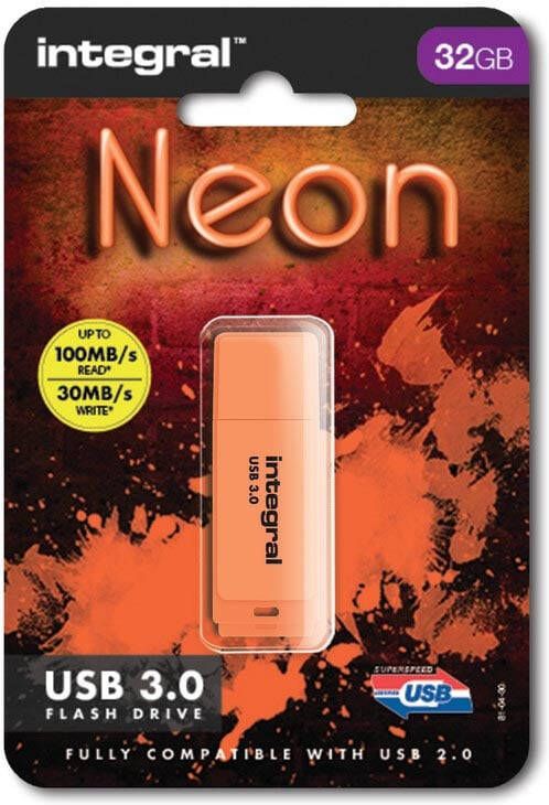 Integral Neon USB 3.0 stick 32 GB oranje