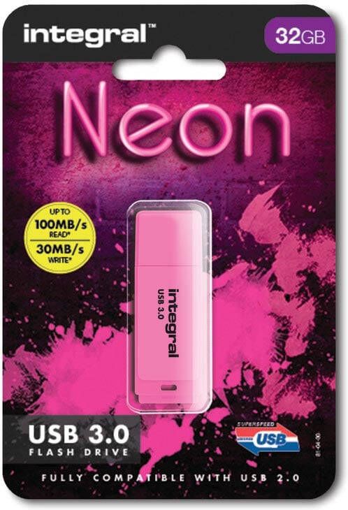 Integral Neon USB 3.0 stick 32 GB roze