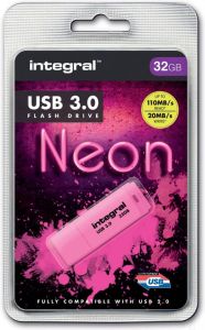 Integral Neon USB 3.0 stick 32 GB roze