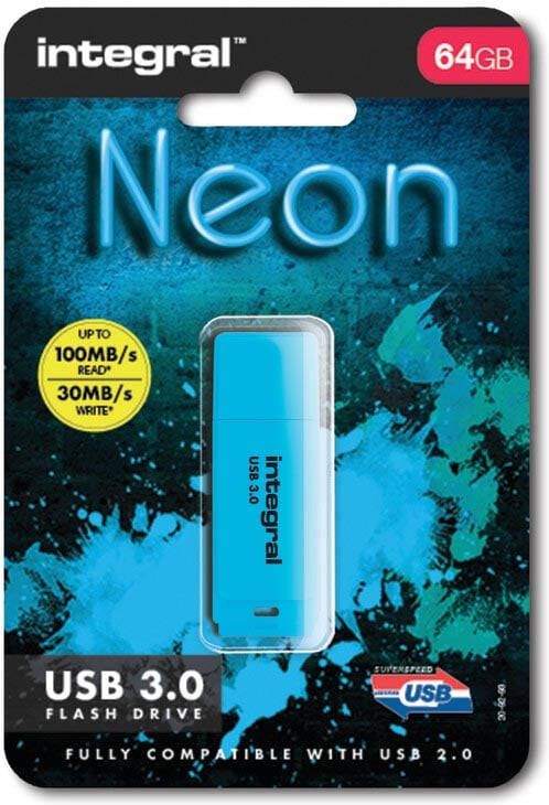 Integral Neon USB 3.0 stick 64 GB blauw