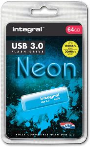 Integral Neon USB 3.0 stick 64 GB blauw
