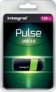 Integral Pulse USB 2.0 stick 128 GB zwart geel