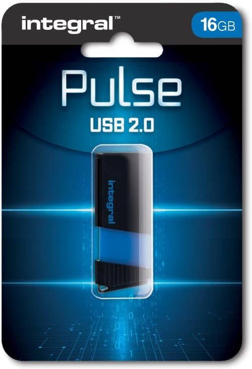 Integral Pulse USB 2.0 stick 16 GB zwart blauw