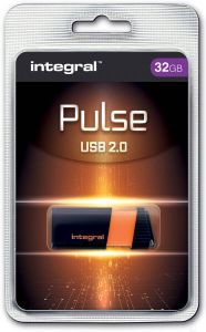 Integral Pulse USB 2.0 stick 32 GB zwart oranje