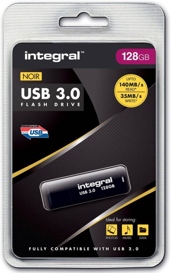 Integral USB stick 3.0 128 GB zwart