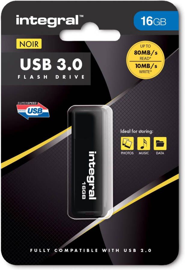 Integral USB stick 3.0 16 GB zwart