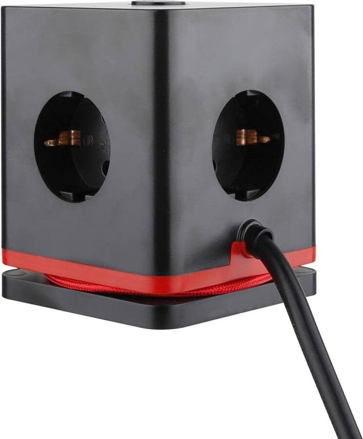 IOIO contactdoos SW1000 3 stopcontacten en 3 USB-poorten kubus zwart