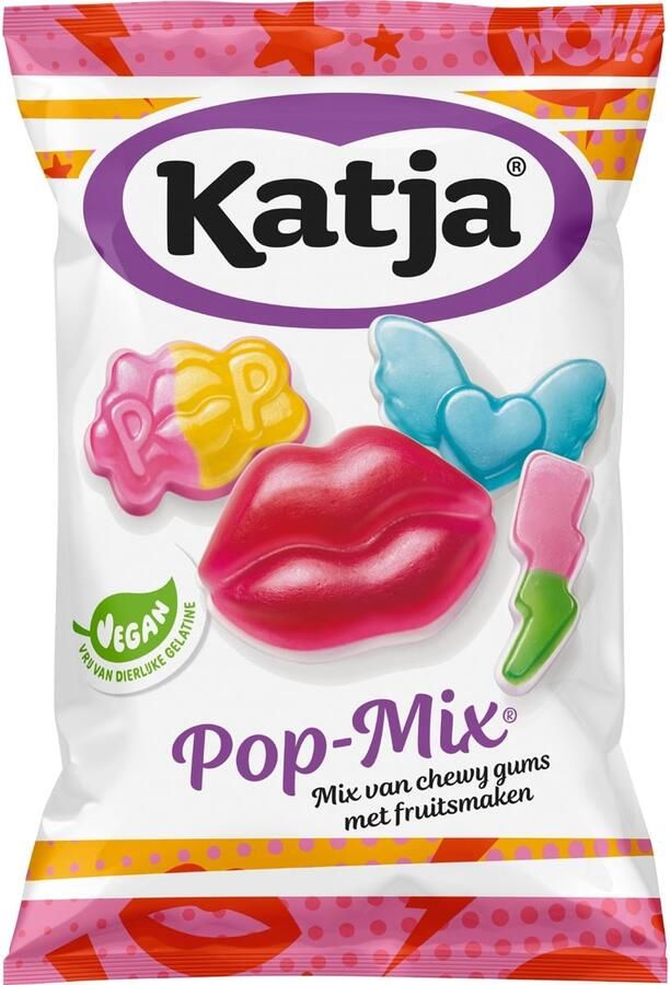 Katja Pop Mix snoep mix van chewy gums met fruitsmaken zak van 250 g