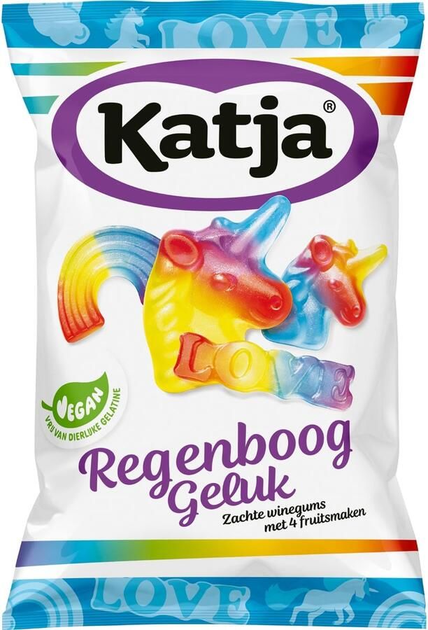 Katja Regenboog Geluk snoep zachte winegums met 4 fruitsmaken zak van 250 g