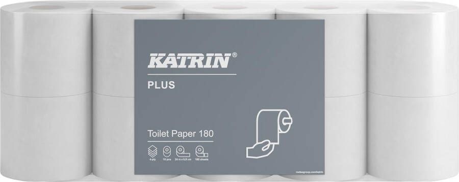 KATRIN Plus toiletpapier 4-laags 180 vel per rol pak van 10 rollen