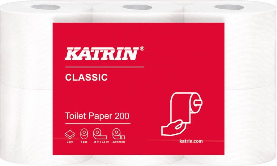 KATRIN toiletpapier 2-laags 200 vel per rol pak van 6 rollen