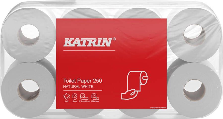 KATRIN toiletpapier 2-laags 250 vel pak van 8 rollen