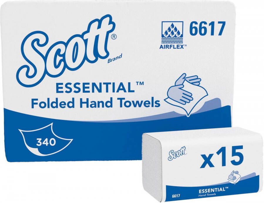Scott papieren handdoeken intergevouwen 1-laags 340 vellen pak van 15 stuks