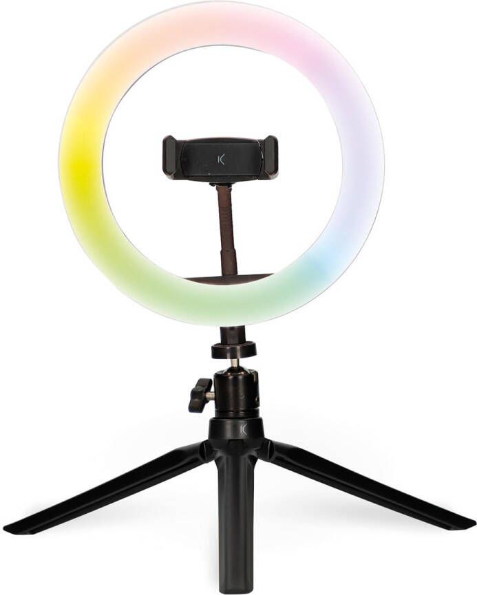 Ksix LED ringlamp met statief RGB kleuren diameter 20 cm