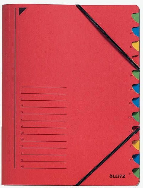 Paagman Leitz bureau sorteermap karton ft A4 12 tabs rood - Foto 3