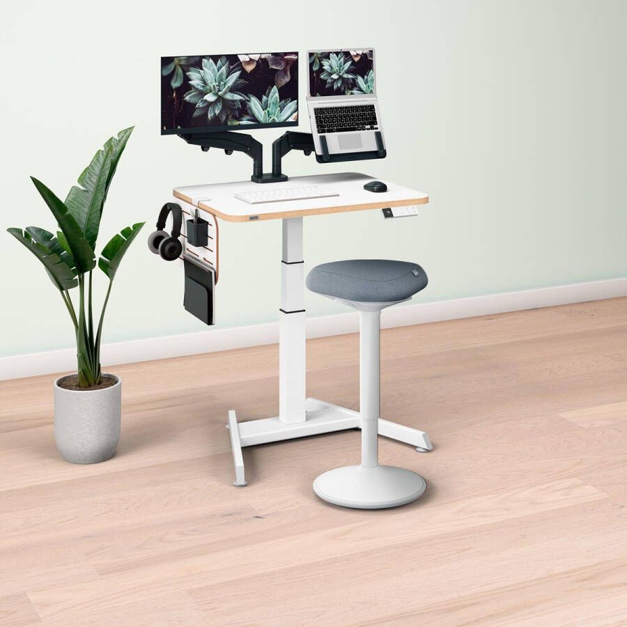 Leitz Ergo Elektrische Thuiswerkplek set met monitorarm ophangbord en kruk