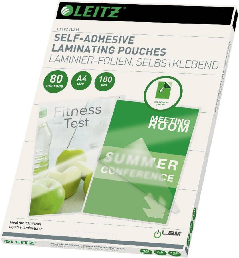Leitz Eva lamineerhoes ft A4 160 micron (2 x 80 micron) zelfklevend pak van 100 stuks