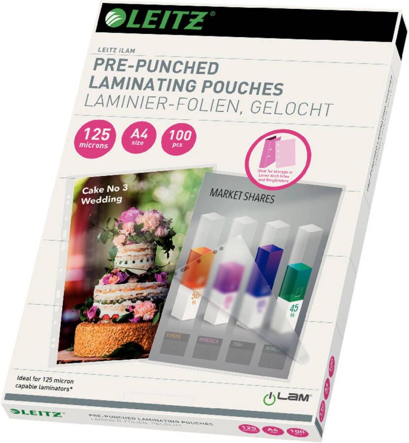 Leitz iLAM lamineerhoes ft A4 250 micron (2 x 125 micron) geperforeerd pak van 100 stuks