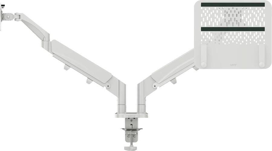 Leitz Ergo ruimtebesparende monitorarm dubbele arm met 1 laptoparm lichtgrijs - Foto 1