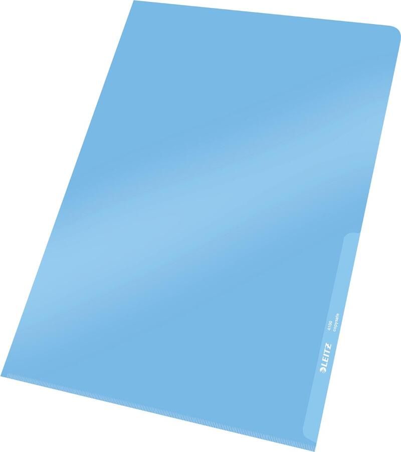 Leitz Insteekmap L-model Premium lasnaad copy safe 0.15mm PVC A4 blauw 100 stuks