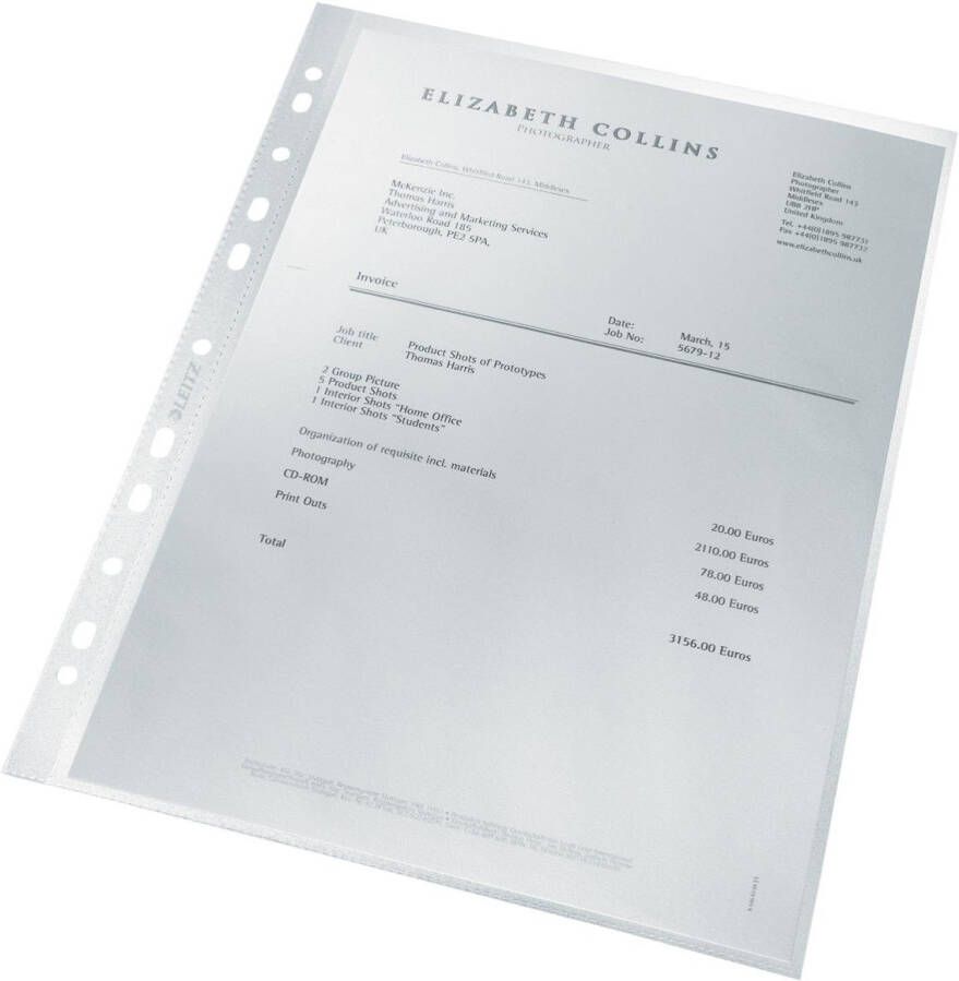 Leitz Recycle geperforeerde showtas ft A4 100 micron gekorreld doos van 25 stuks