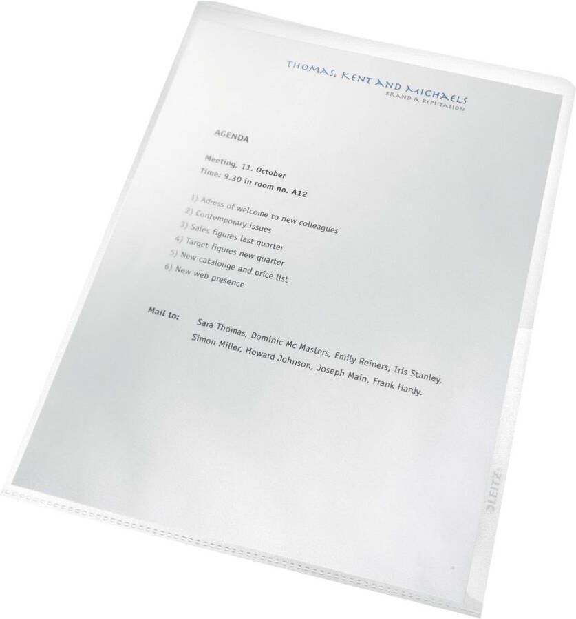 Leitz Recycle L-map ft A4 gerecycleerd PP van 140 micron transparant doos van 25 stuks