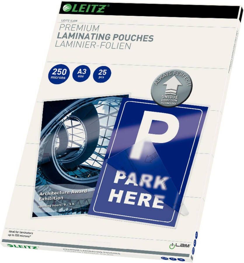 Leitz lamineeretuis ilam ft a3 2 x 250 micron (500 micron ) pak van 25 stuks