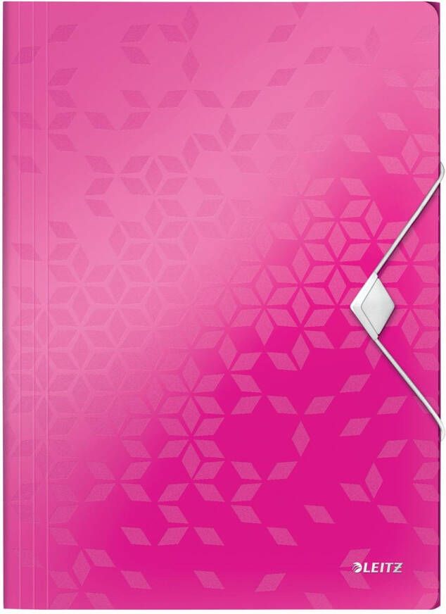 Leitz WOW elastomap met 3 kleppen uit PP ft A4 roze