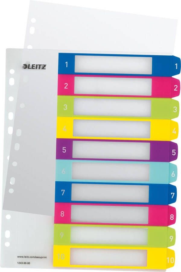 Leitz Tabbladen WOW 11-gaats 1-10 genummerd assorti PP