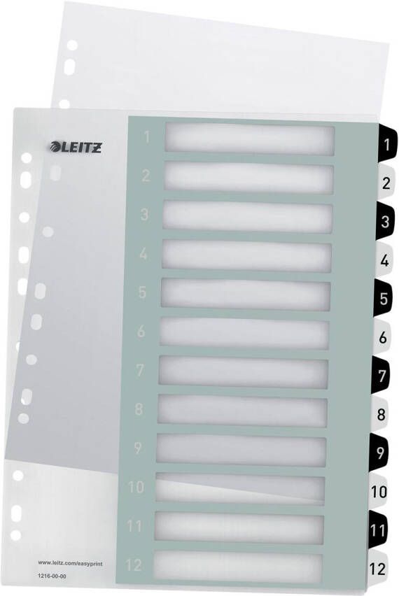 Leitz WOW printbare index 12 tabs zwart-wit