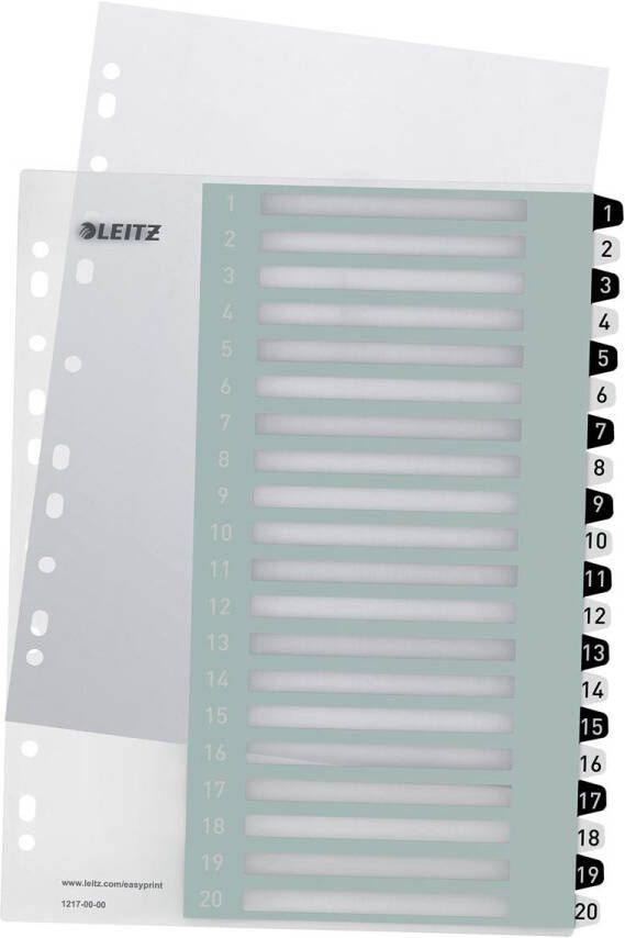 Leitz WOW printbare index 20 tabs zwart-wit