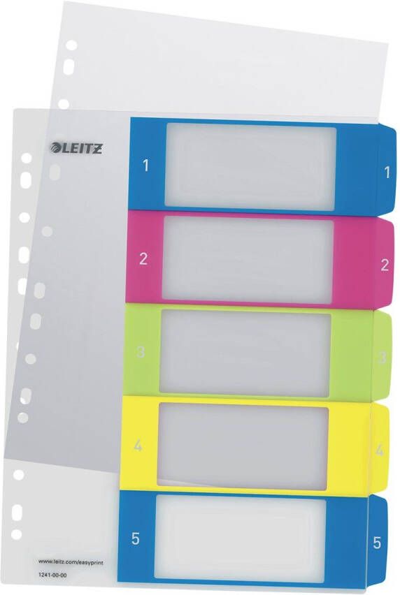 Leitz Tabbladen WOW 11-gaats 1-5 genummerd assorti PP