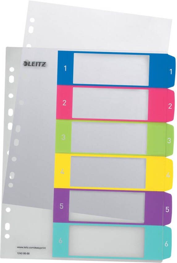 Leitz Tabbladen WOW 11-gaats 1-6 genummerd assorti PP